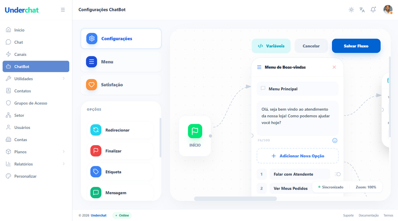 Construtor de chatbot da UnderChat