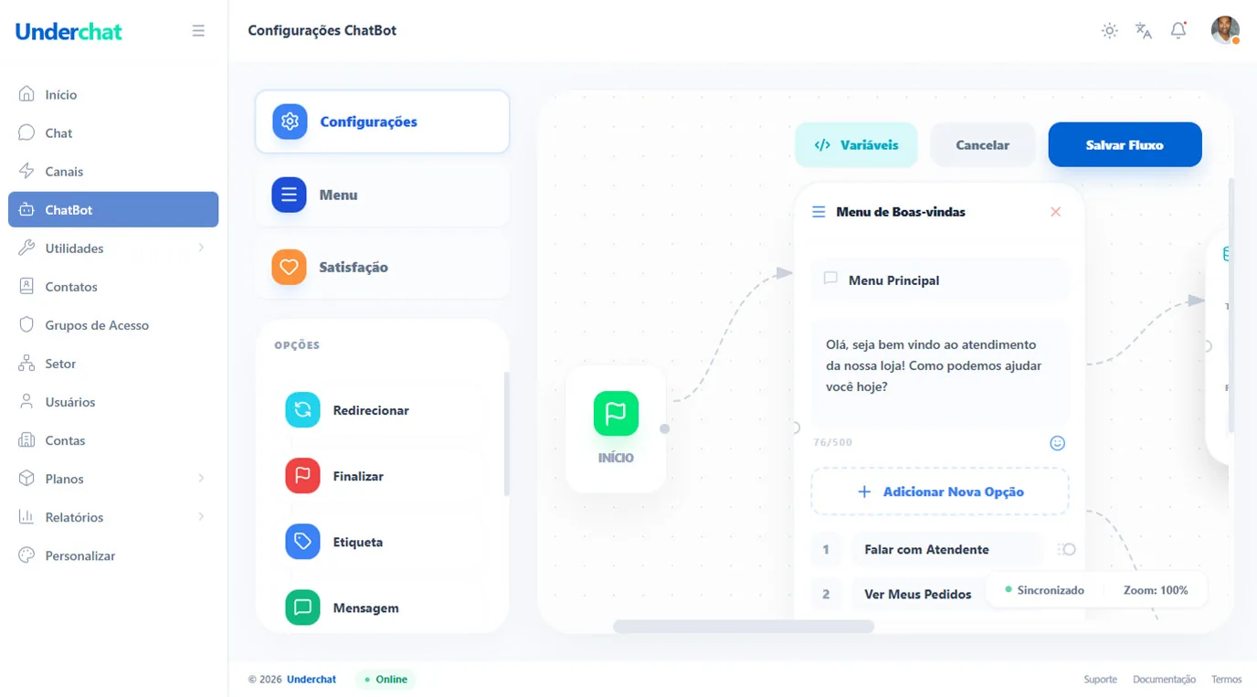 Construtor de chatbot da UnderChat