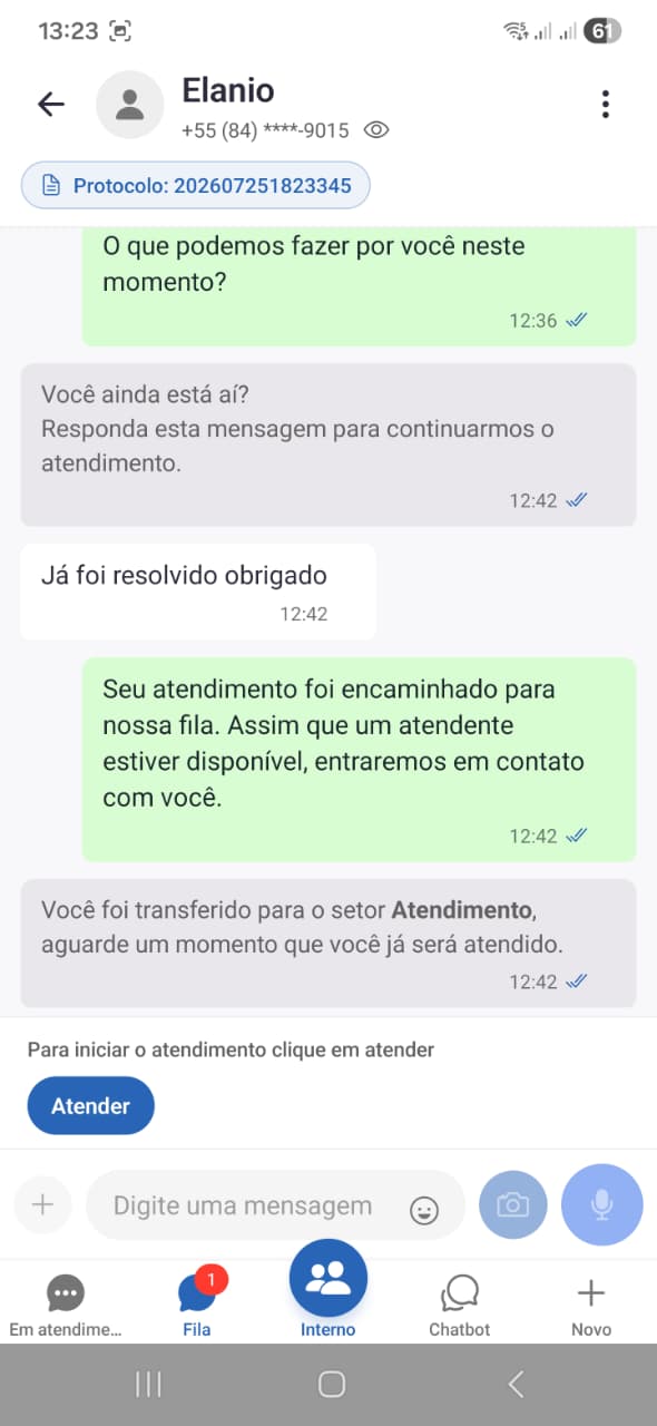 Atendimento pelo aplicativo UnderChat