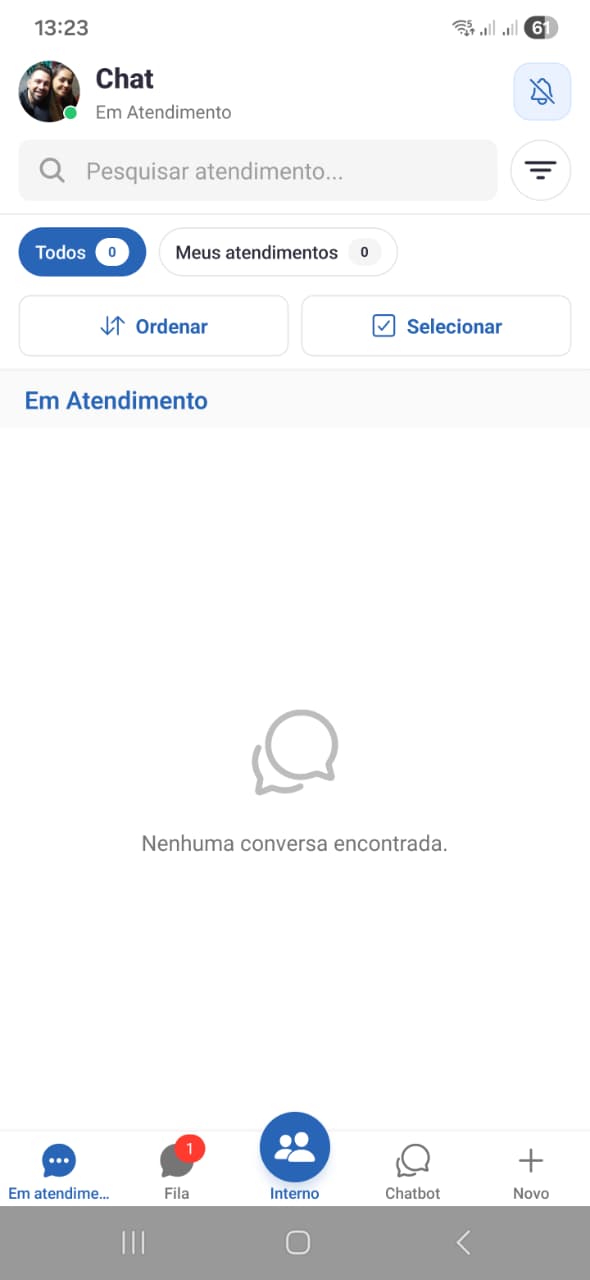 Lista de conversas no aplicativo UnderChat